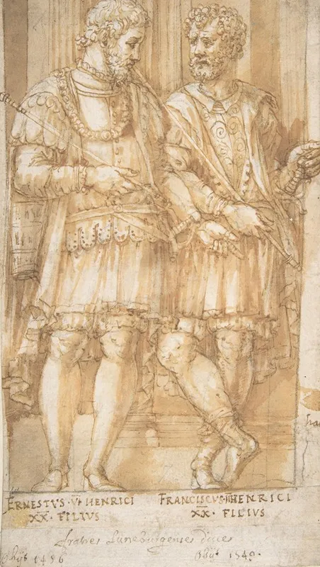 Two Princes Of The House Of Este Ernest Vi And Francis Ii by Pirro Ligorio - Canvas Print