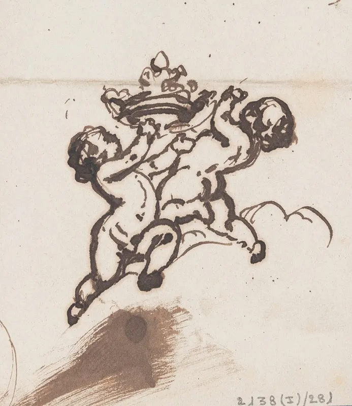 Two Putti With A Crown by Nicaise De Keyser - Canvas Print