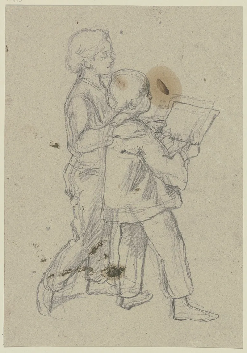 Two Reading Boys by Jakob Becker - Canvas Print