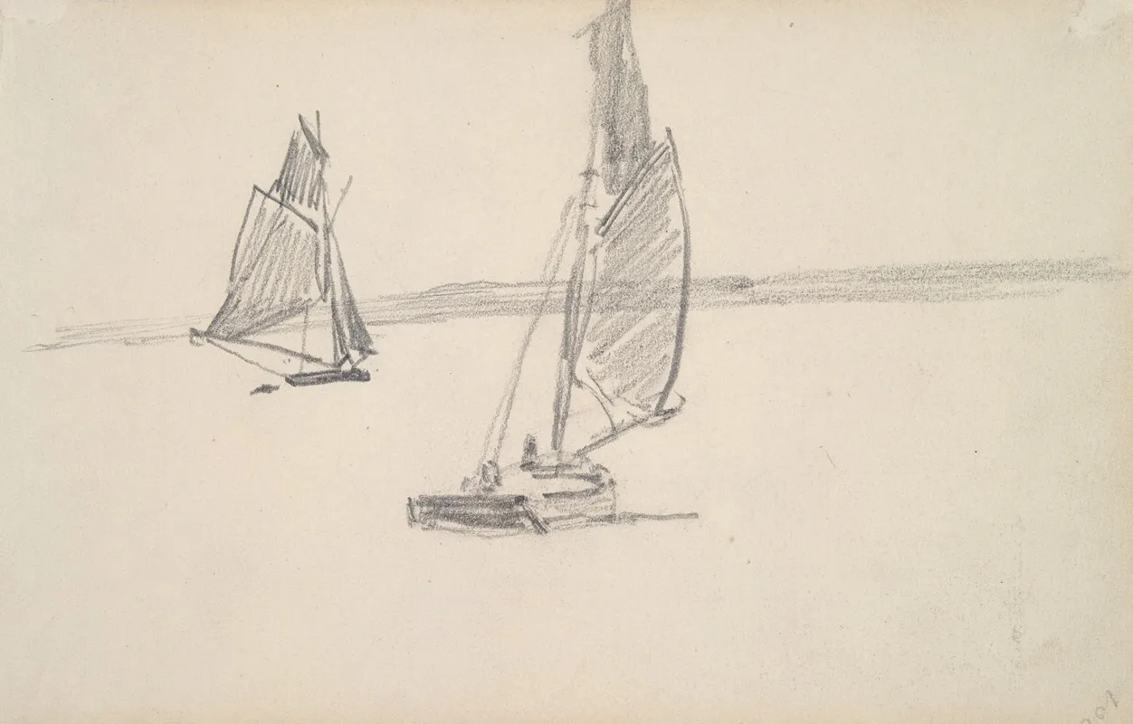 Two Sailboats On Calm Water