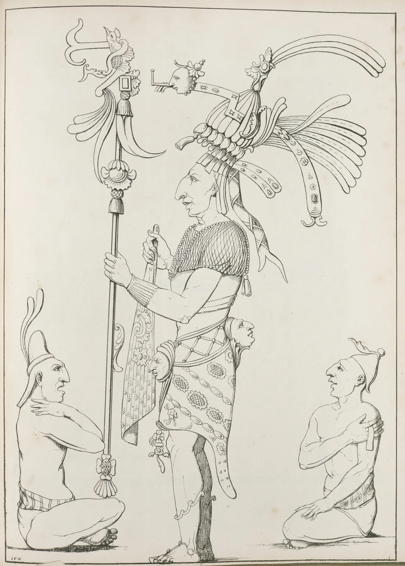 Two Seated Figures Flanking One Standing Figure by Antonio del Río - Canvas Print