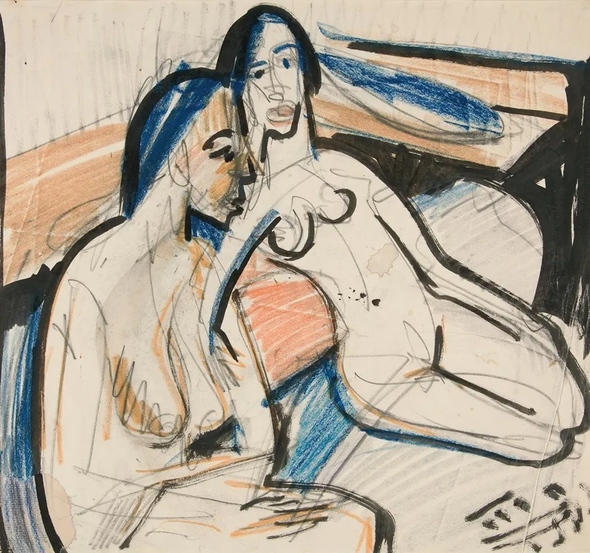 Two Seated Women In Studio