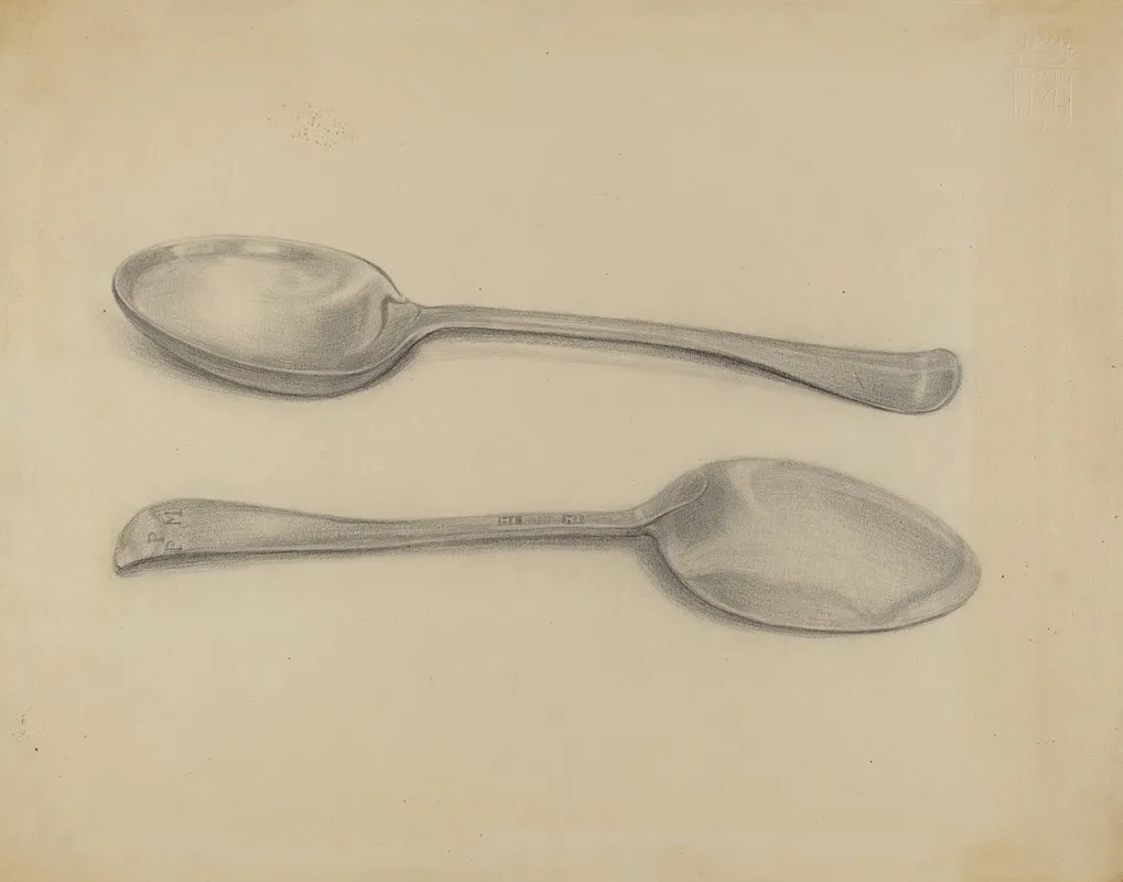 Two Silver Soup Spoons 2 by Nicholas Zupa - Canvas Print