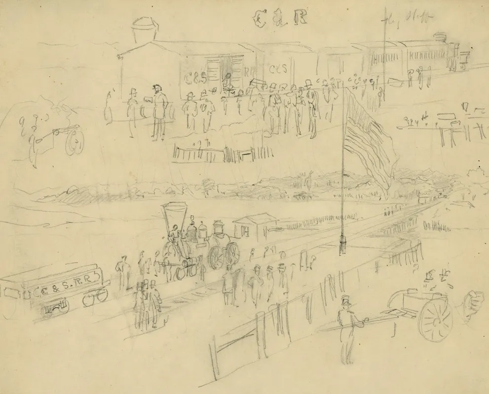 Two Sketches Of A Depot On The Charleston Savannah Railroad