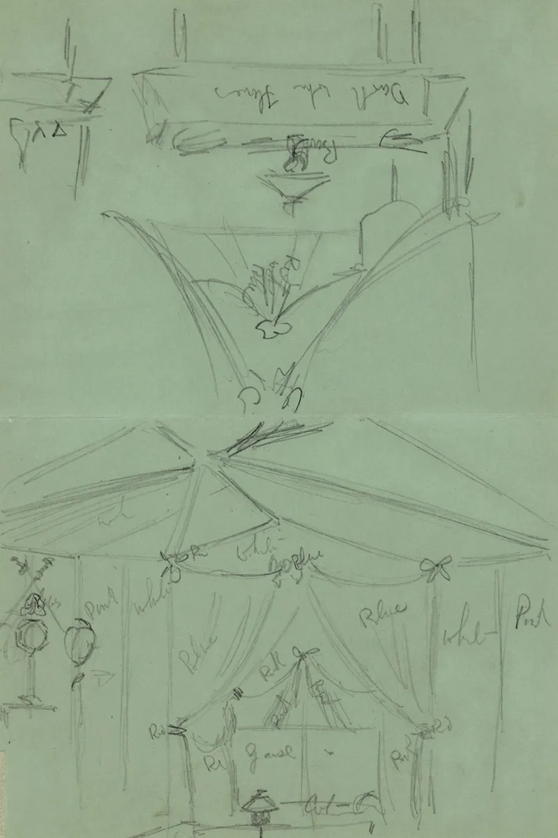 Two Sketches Of Tent Interior
