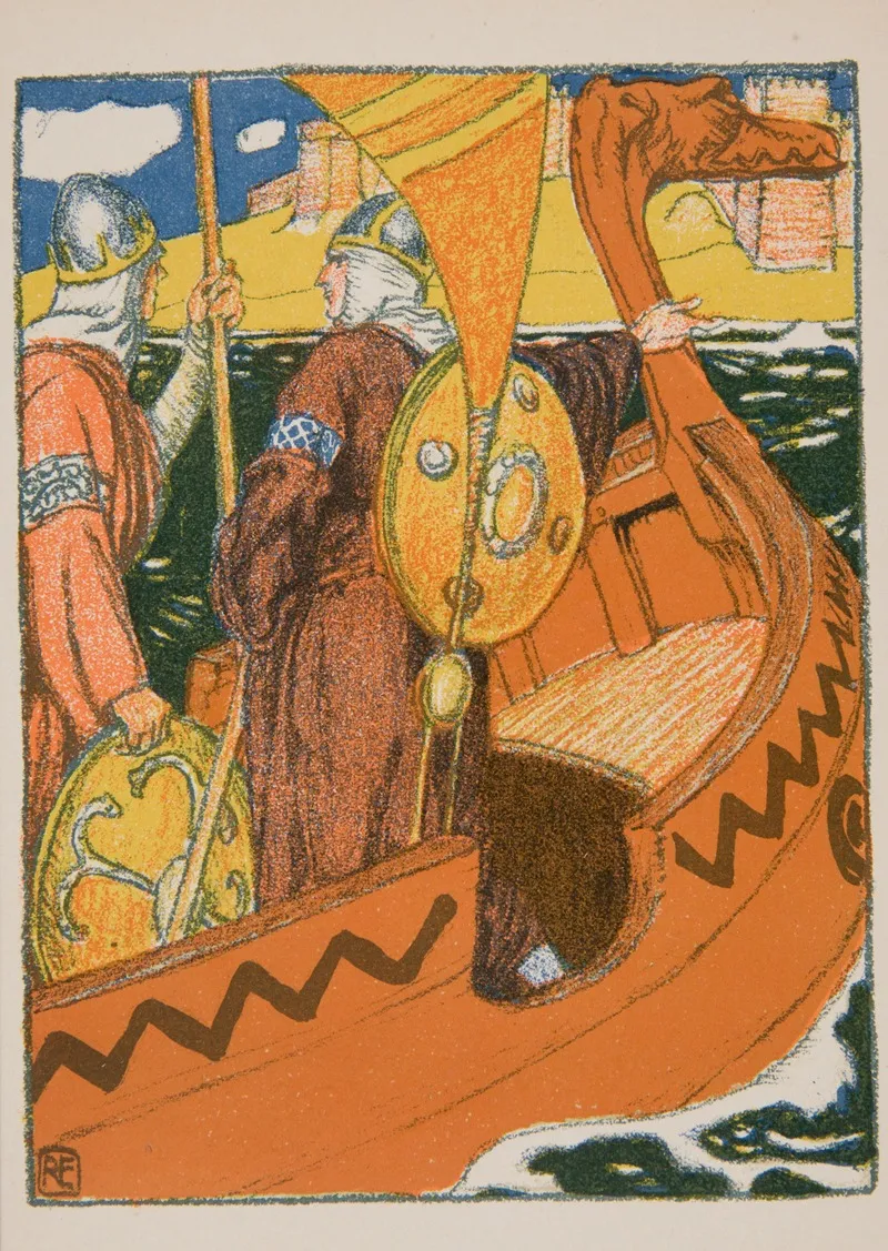 Two Soldiers In A Boat by Robert Engels - Canvas Print