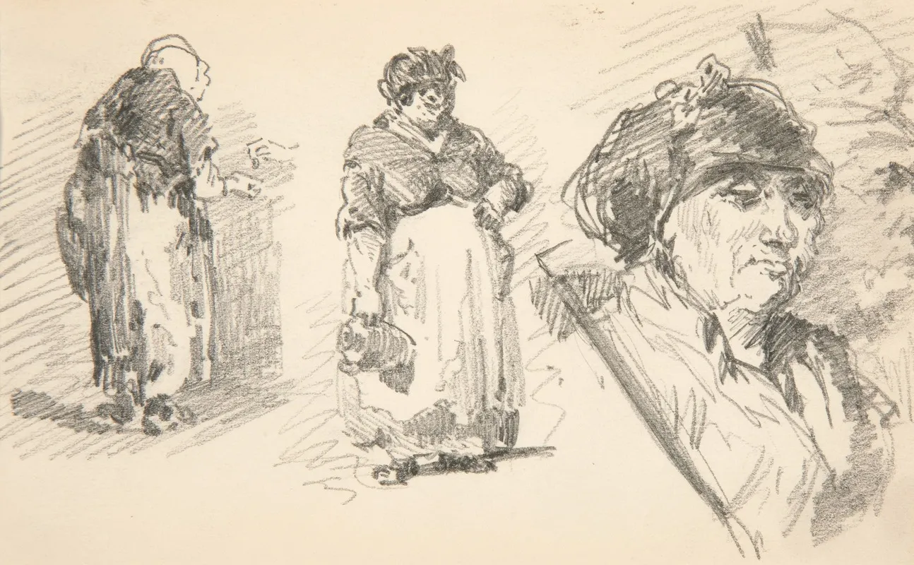 Two Standing Figures And One Head