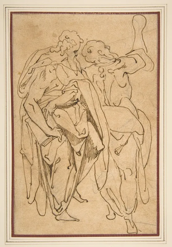 Two Standing Male Figures 3 by Jacopo Zucchi - Canvas Print