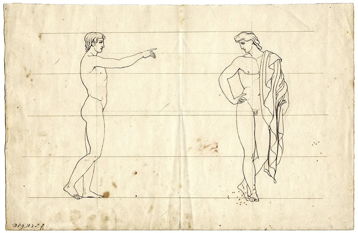 Two Standing Naked Youths by David Humbert de Superville - Canvas Print