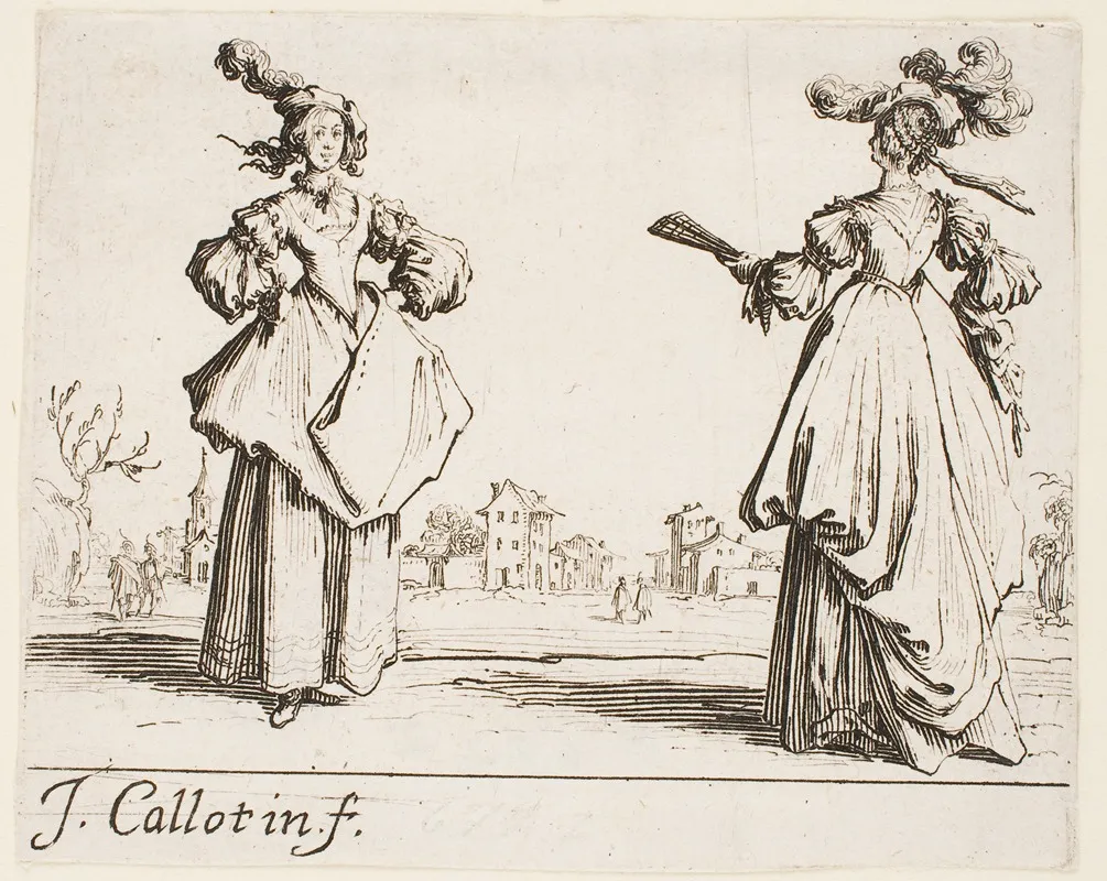 Two Standing Women by Jacques Callot - Canvas Print