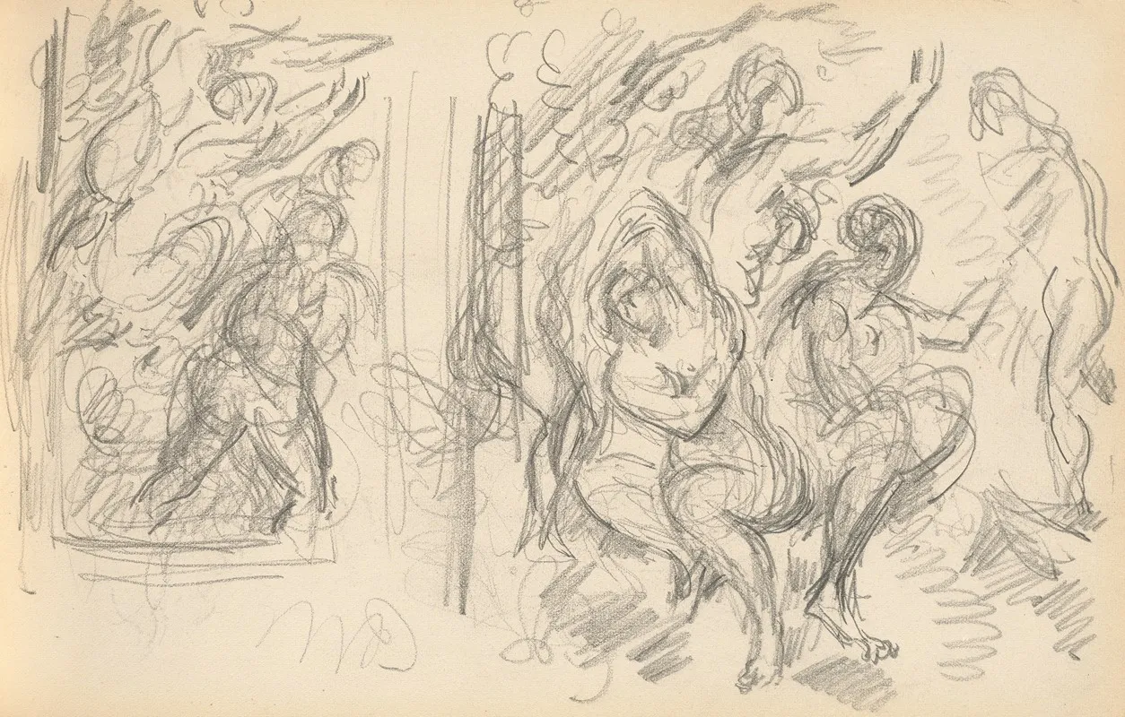 Two Studies For The Judgement Of Paris Or The Amorous Shepherd by Paul Cézanne - Canvas Print