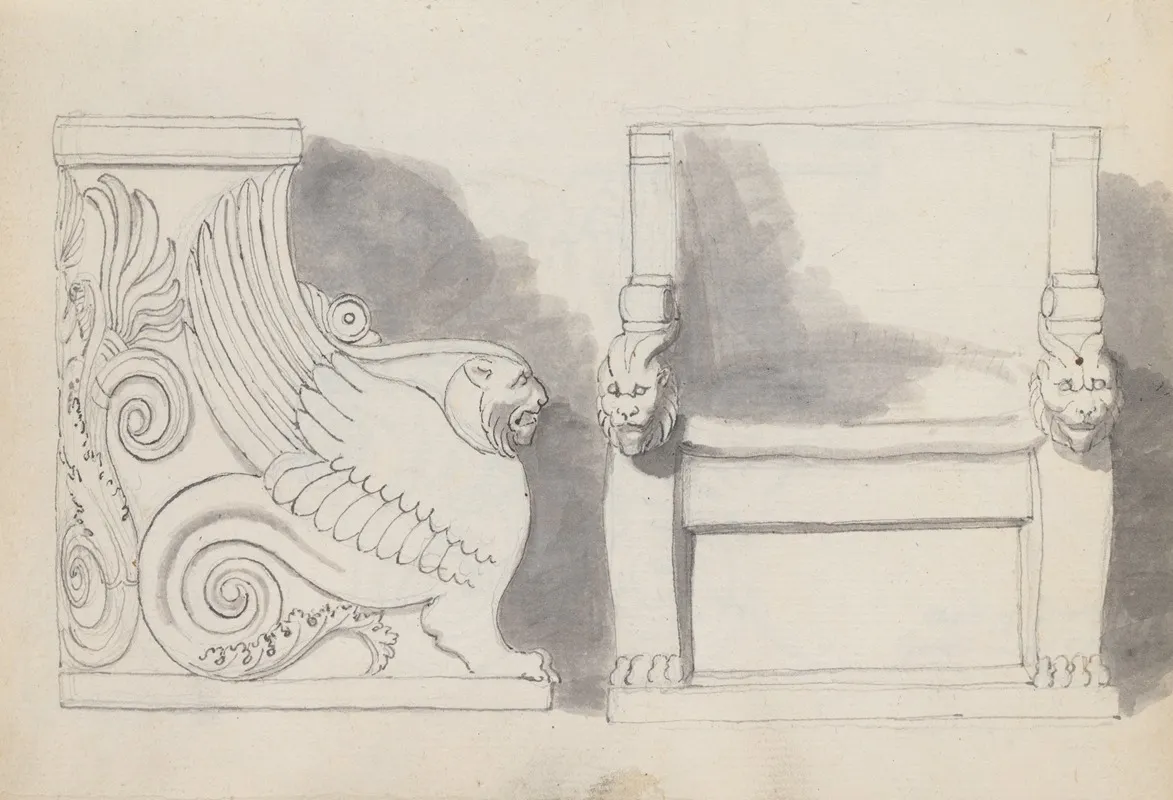 Two Studies Of The Throne Of Gregory The Great Church Of San Gregorio Magno Rome
