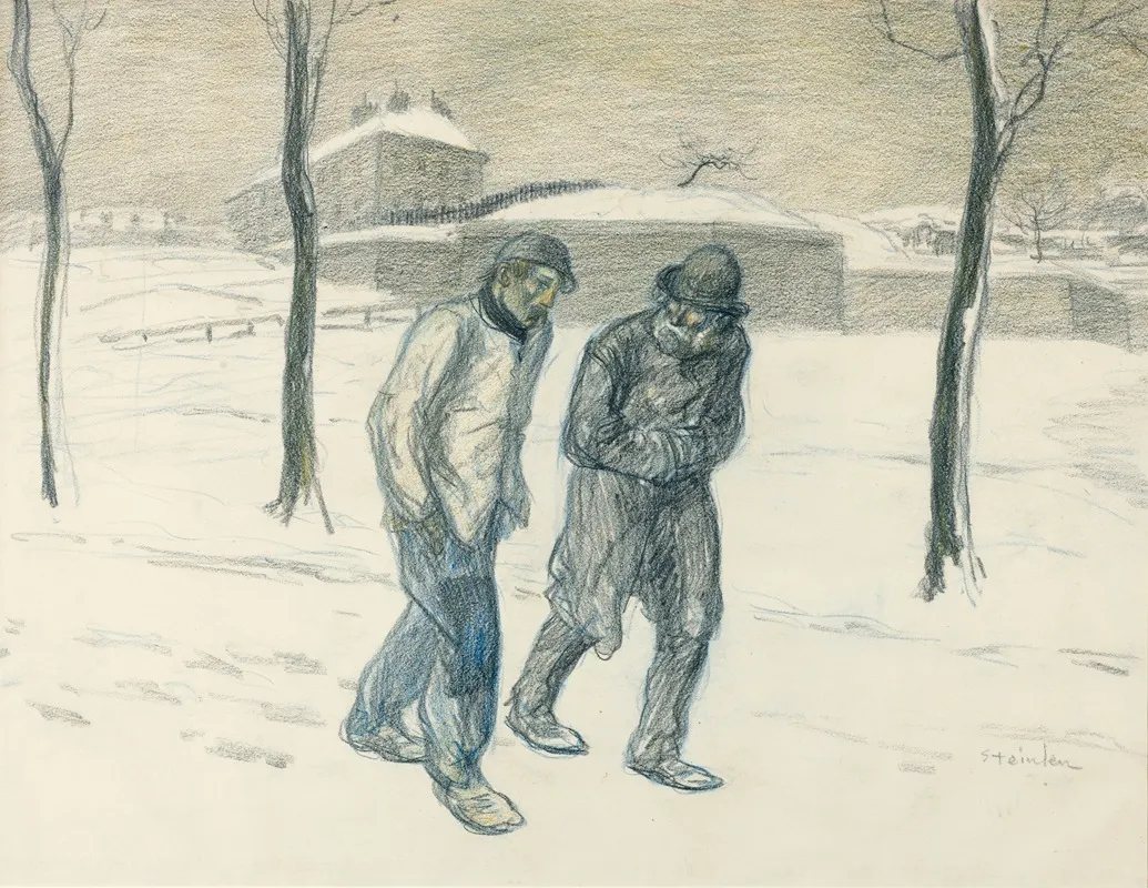Two Vagabonds Walking In The Snow