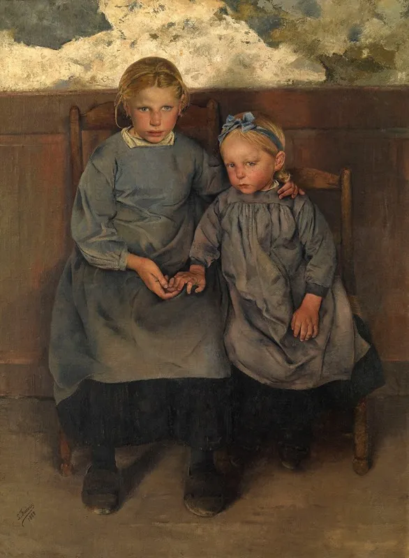 Two Walloon Country Girls by Léon Frédéric - Canvas Print