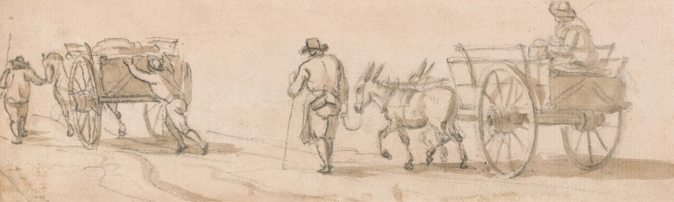 Two Wheeled Cart And Figures