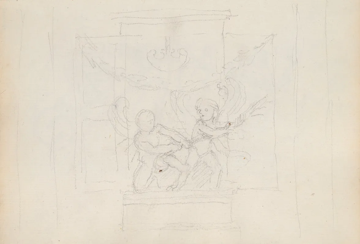 Two Winged Putti Fighting For The Palm Eros And Anteros