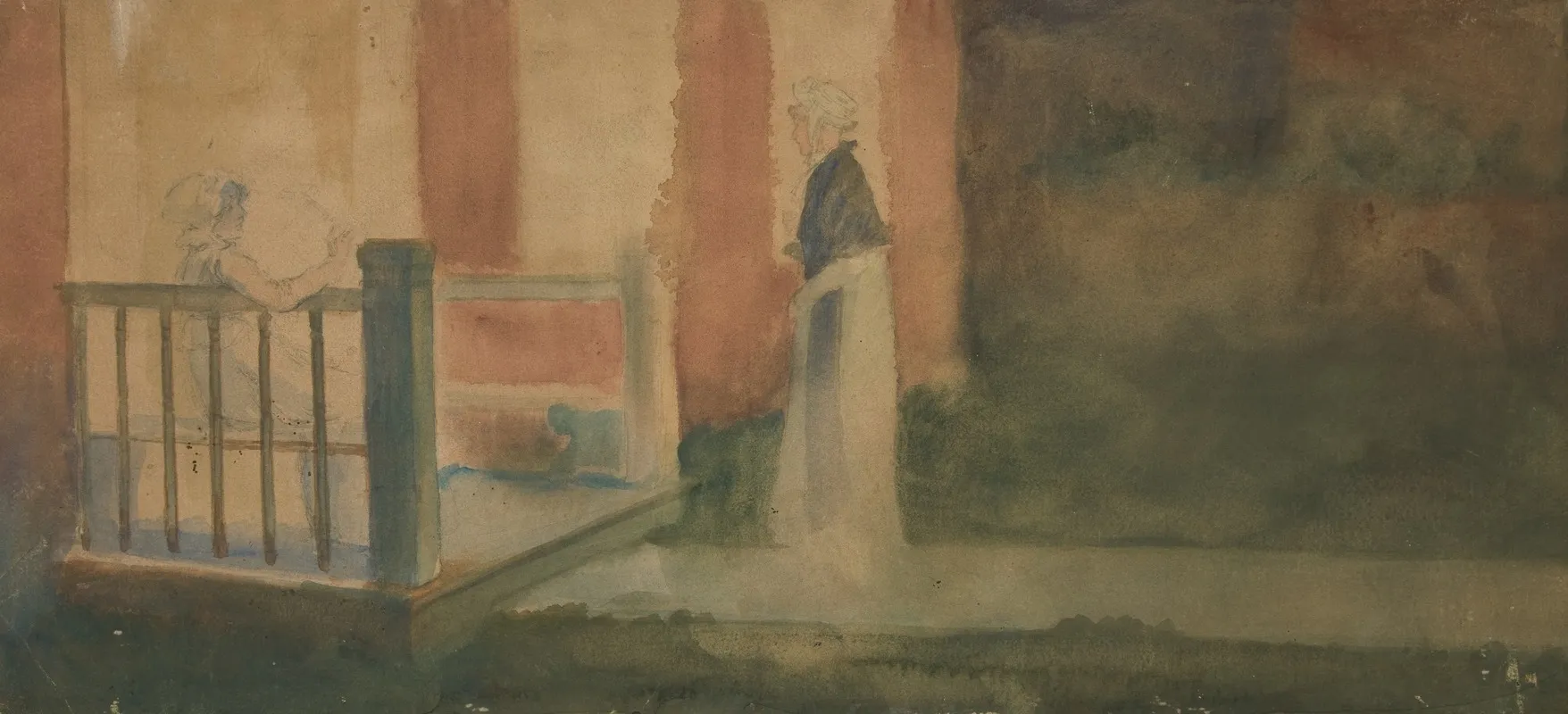 Two Women Conversing On A Porch