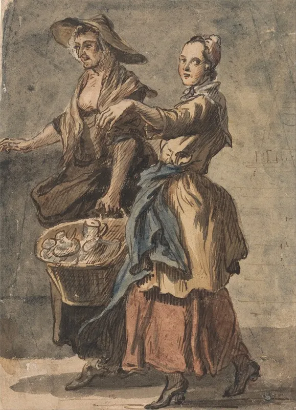 Two Women Holding A Basket