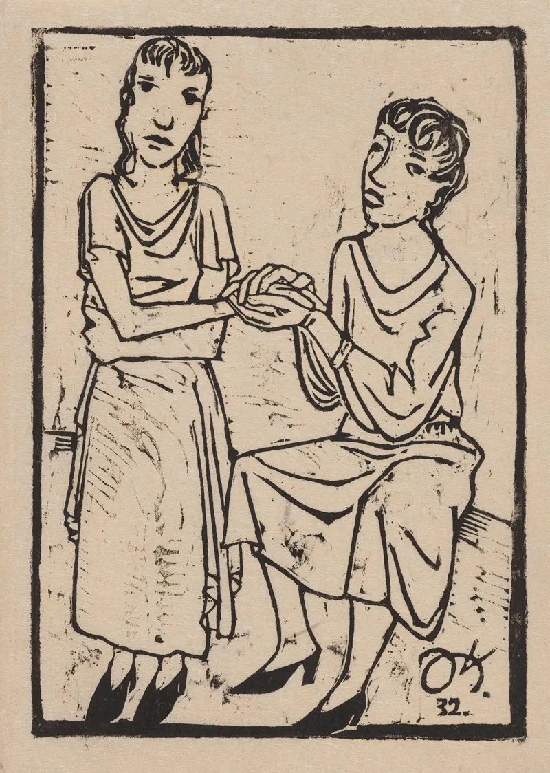 Two Women Holding Hands by Joachim Karsch - Canvas Print