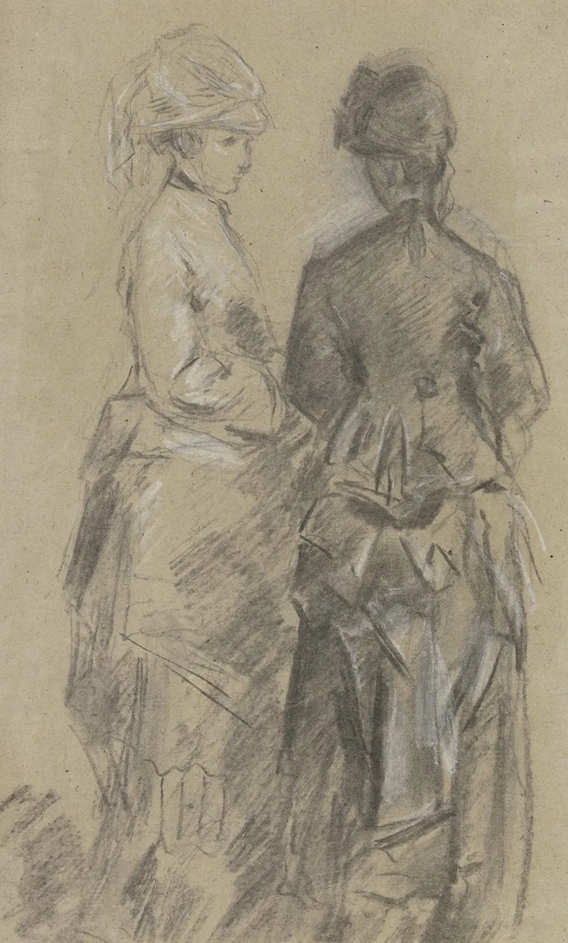 Two Young Ladies by Anton Burger - Canvas Print