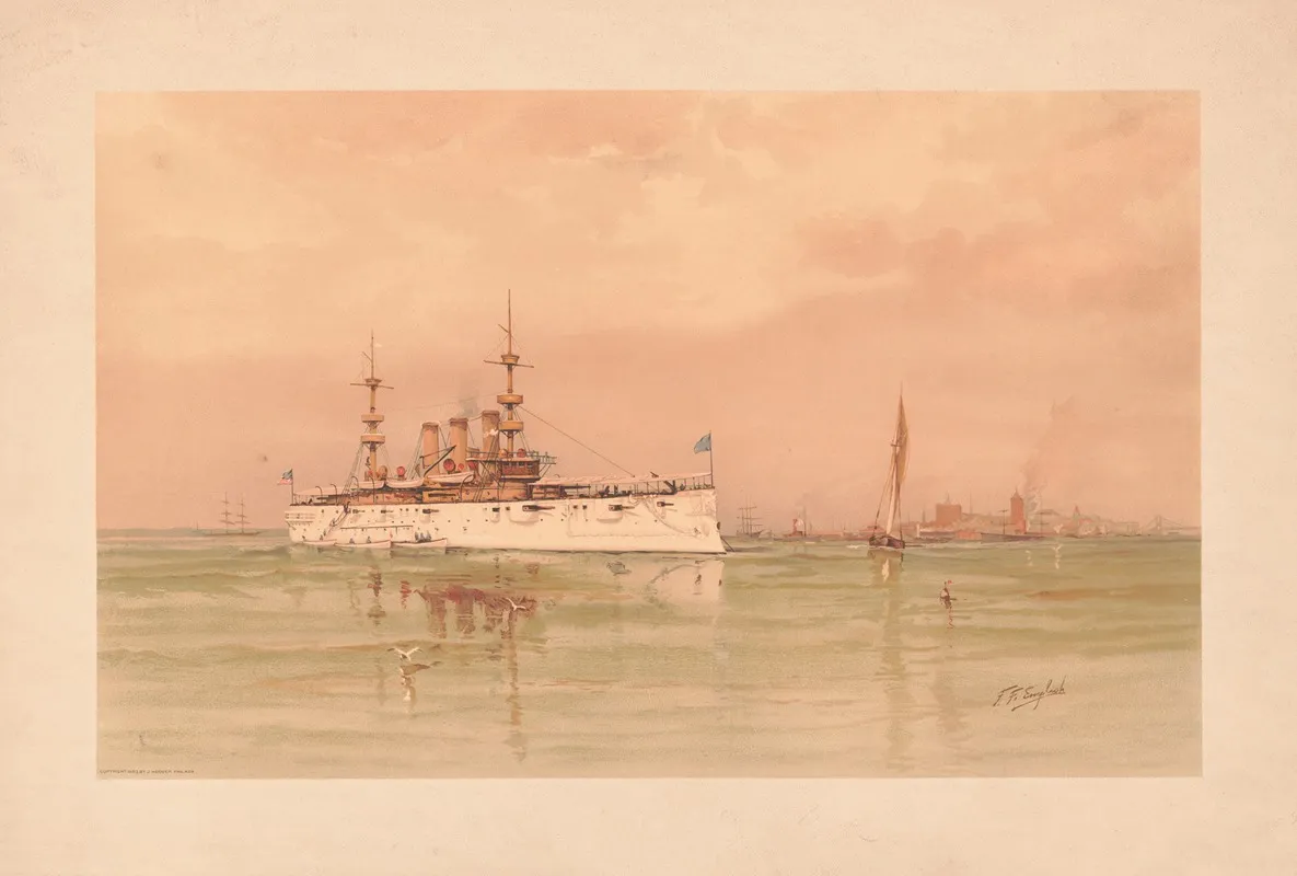 U S Cruiser New York by Joseph Hoover - Canvas Print