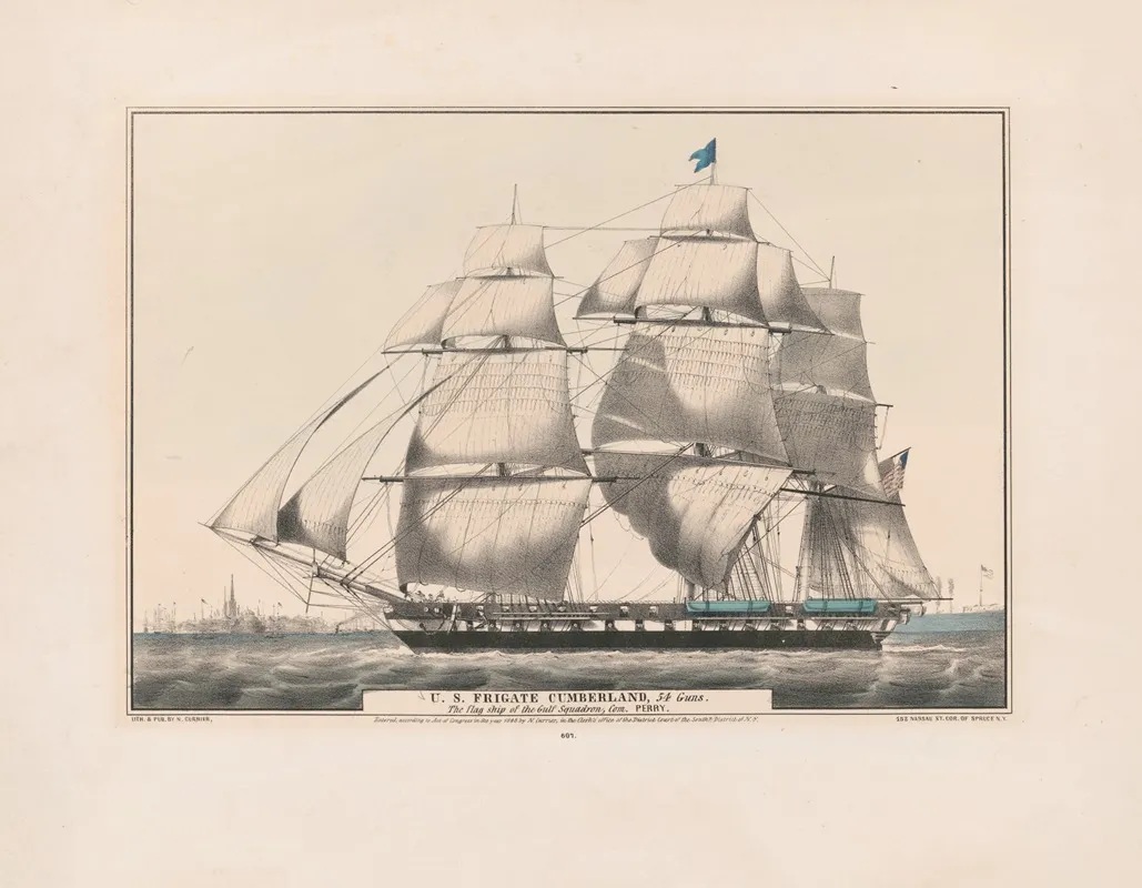 U S Frigate Cumberland 54 Guns The Flag Ship Of The Gulf Squadron Com Perry