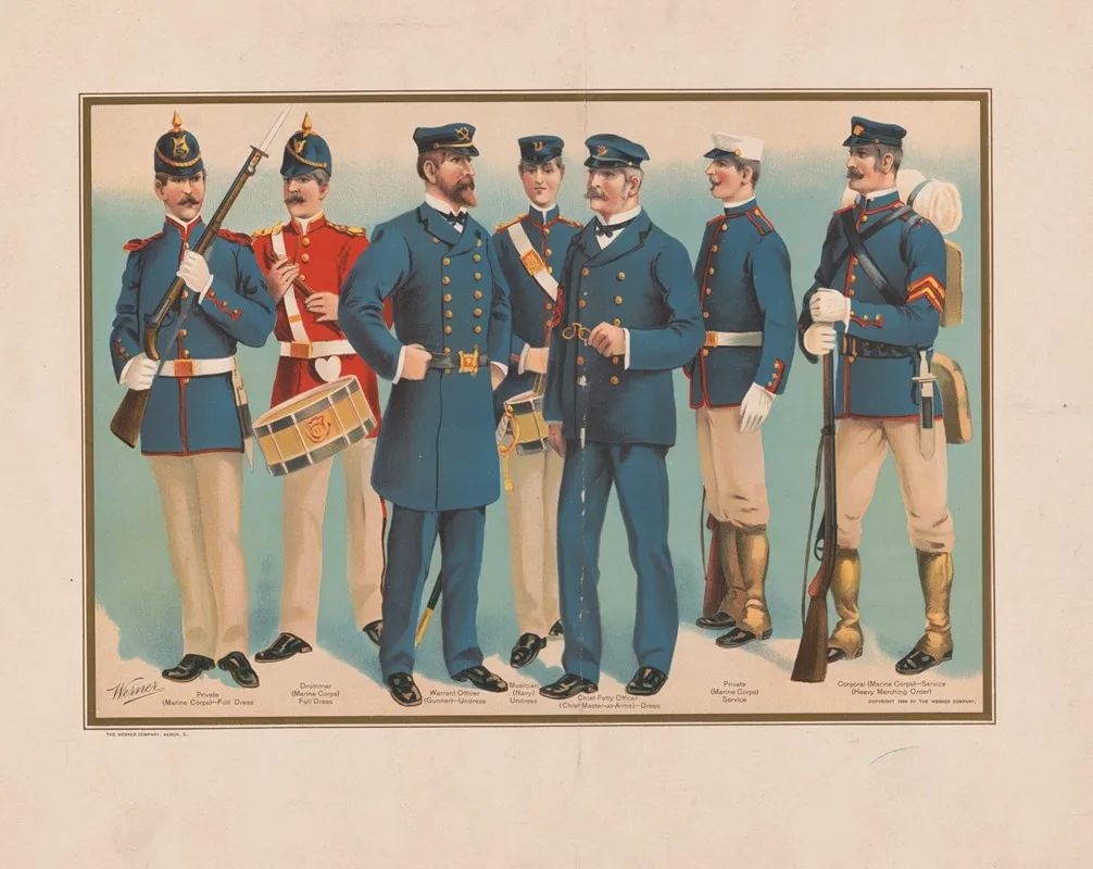 U S Navy Uniforms 1899 by Werner Company - Canvas Print