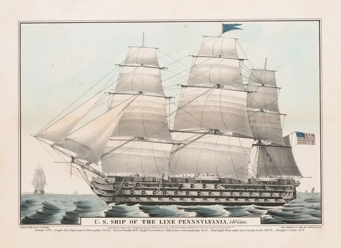 U S Ship Of The Line Pennsylvania 140 Guns