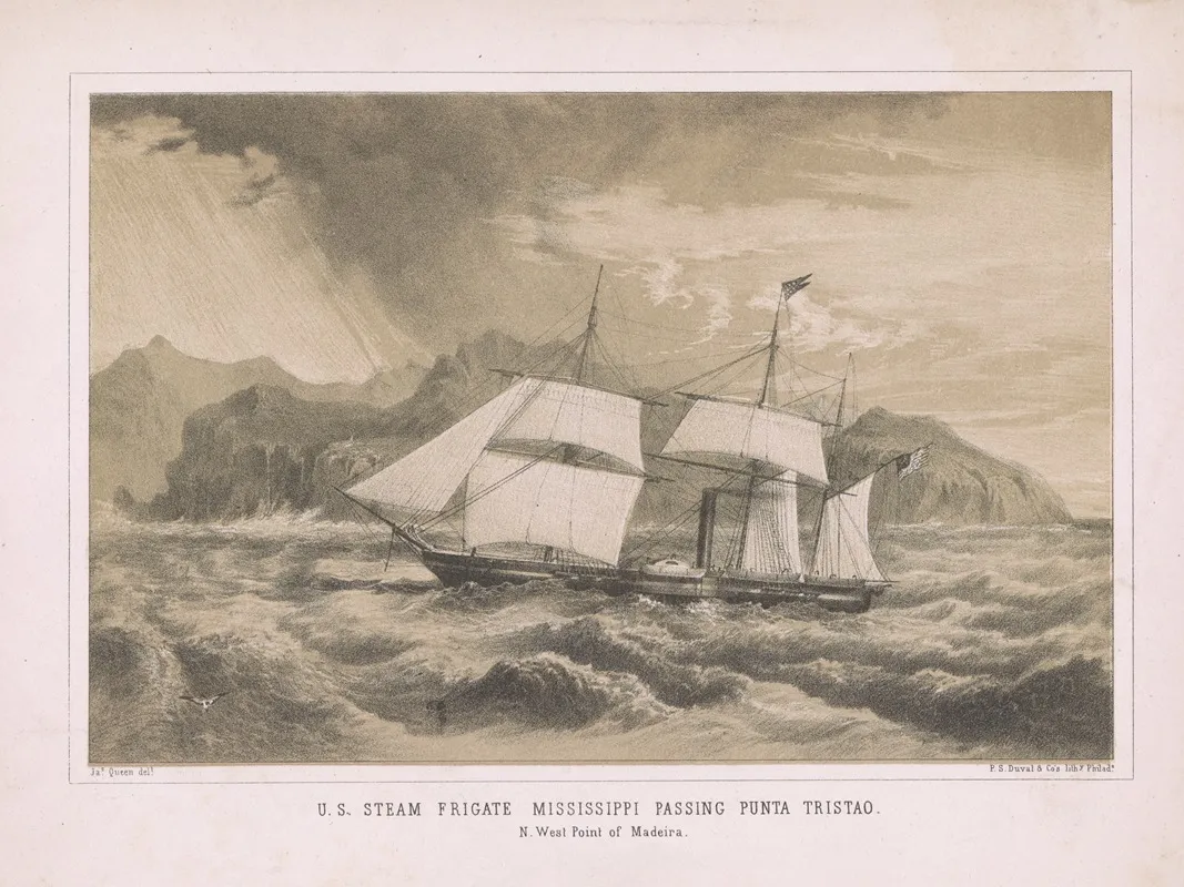 U S Steam Frigate Mississippi Passing Punta Tristao N West Point Of Madeira