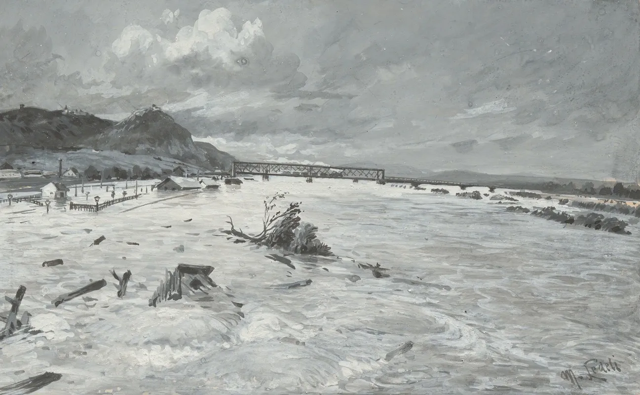 Uberschwemmung Bei Nusdorf by Moritz Ledeli - Canvas Print