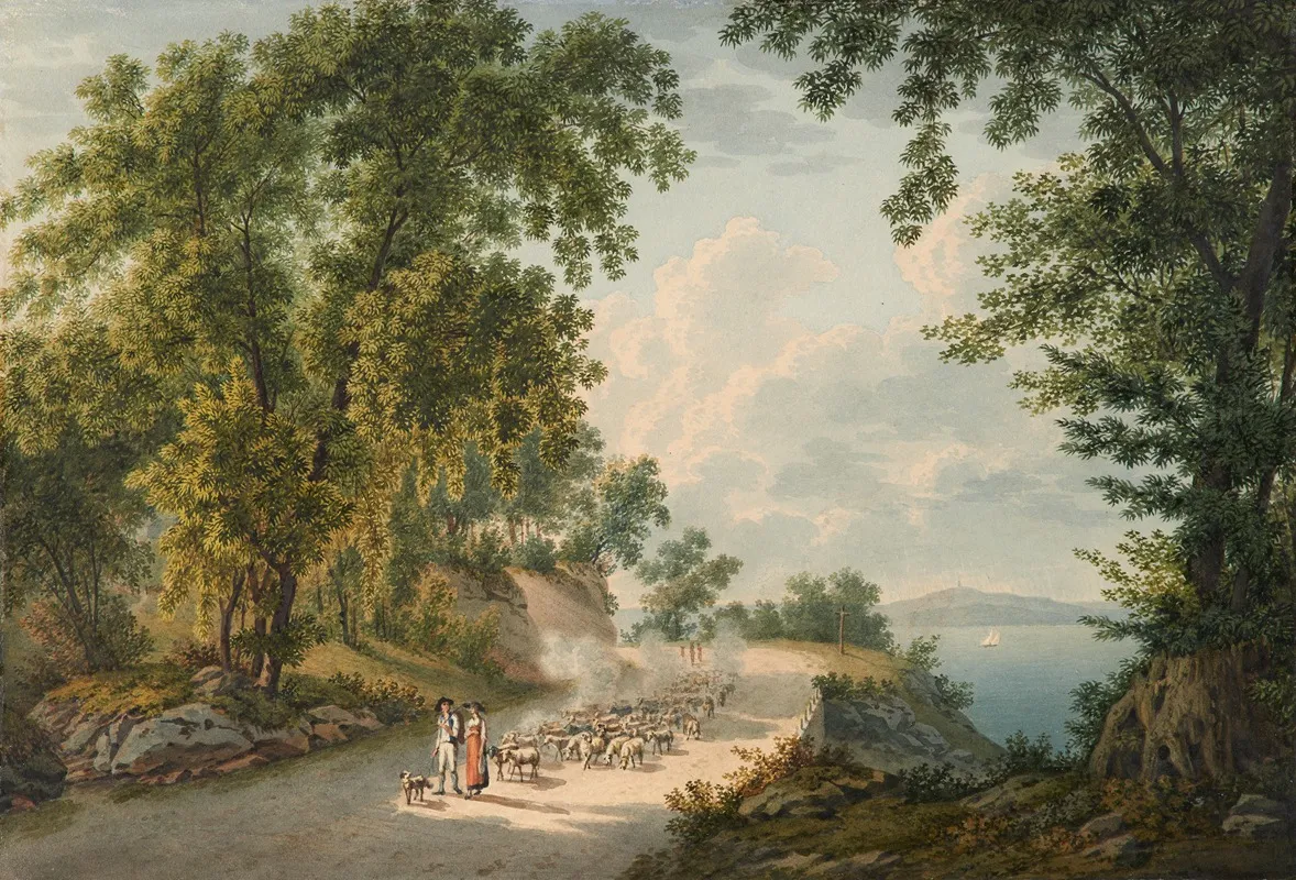 Uferlandschaft Mit See Und Schafherde