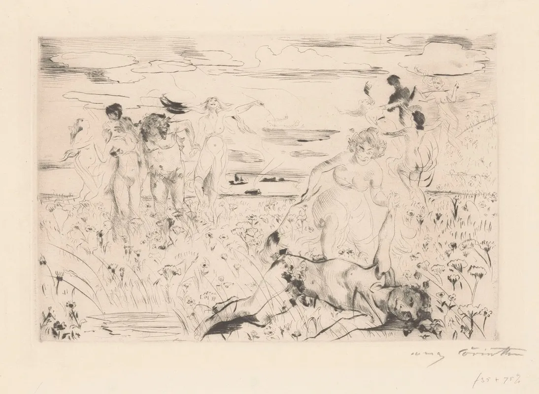 Uitgelaten Bacchanten In Een Veld by Lovis Corinth - Canvas Print