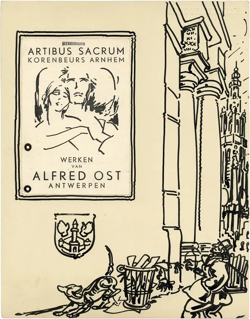 Uitnodiging Tentoonstelling Artibus Sacrum Arbhem Werken Van Alfred Ost Antwerpen