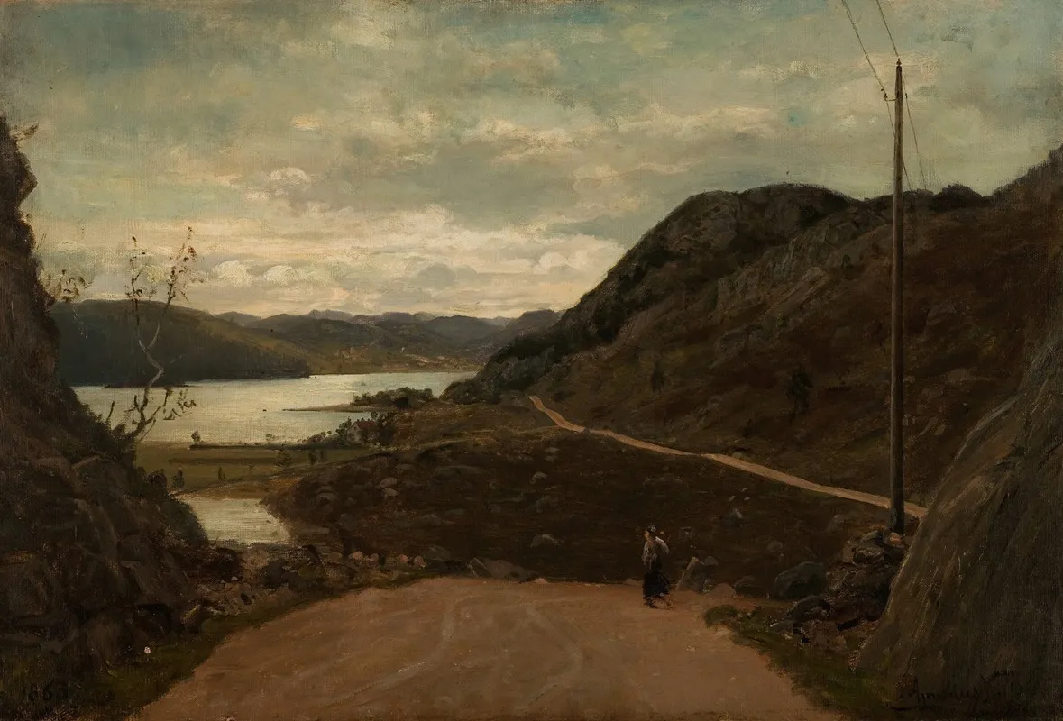 Ulvegjelsbakken Mandal by Amaldus Nielsen - Canvas Print