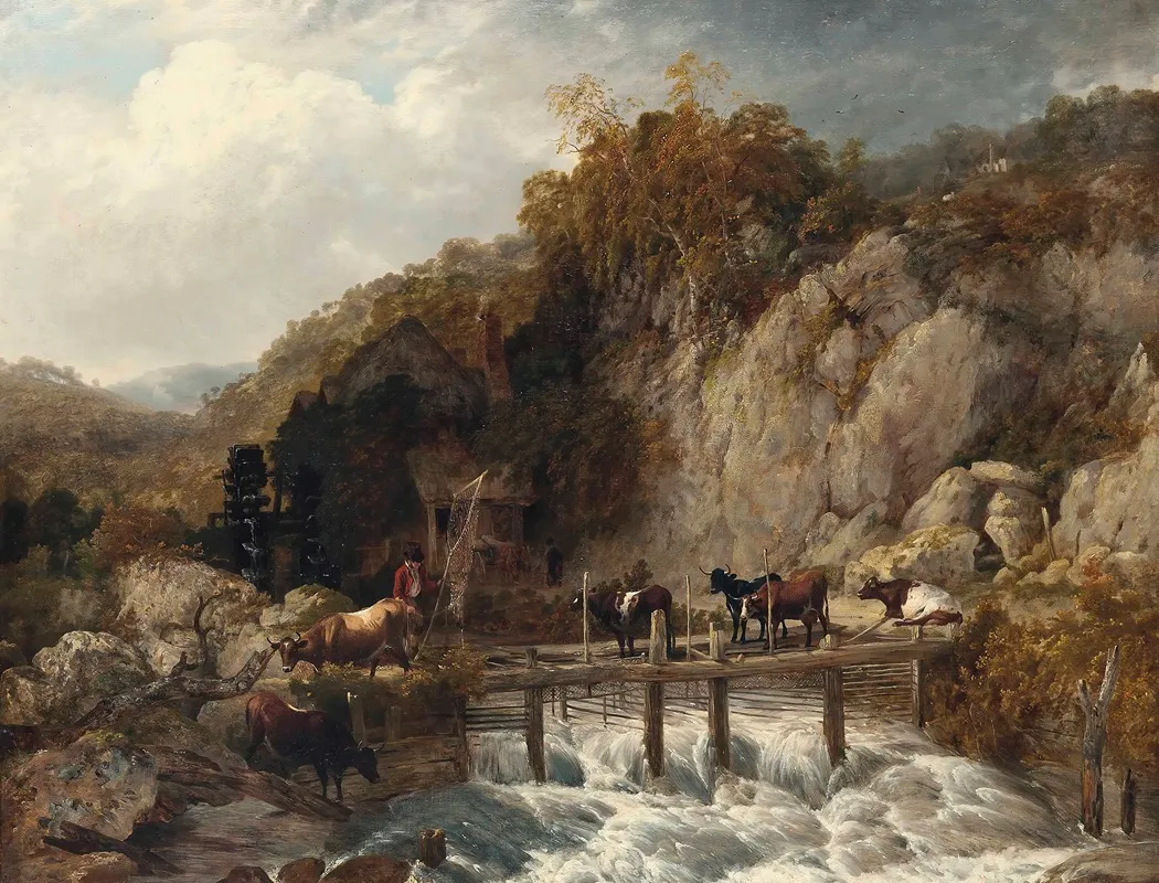 Umberleigh Mill River Taw Devon by Thomas Sidney Cooper - Canvas Print
