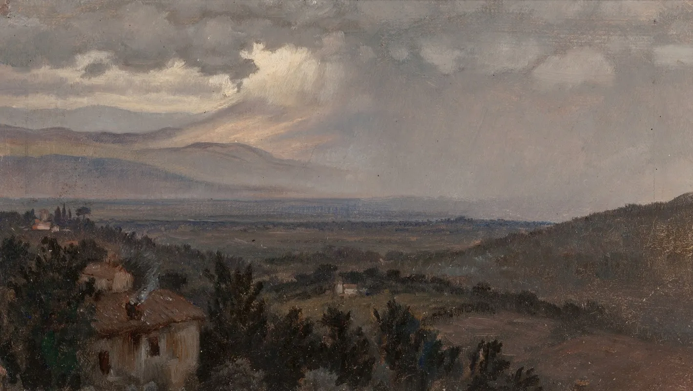 Umbrian Landscape Italy by Elihu Vedder - Canvas Print