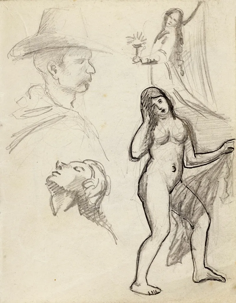 Un Ange Une Femme Nue Et Deux Tetes