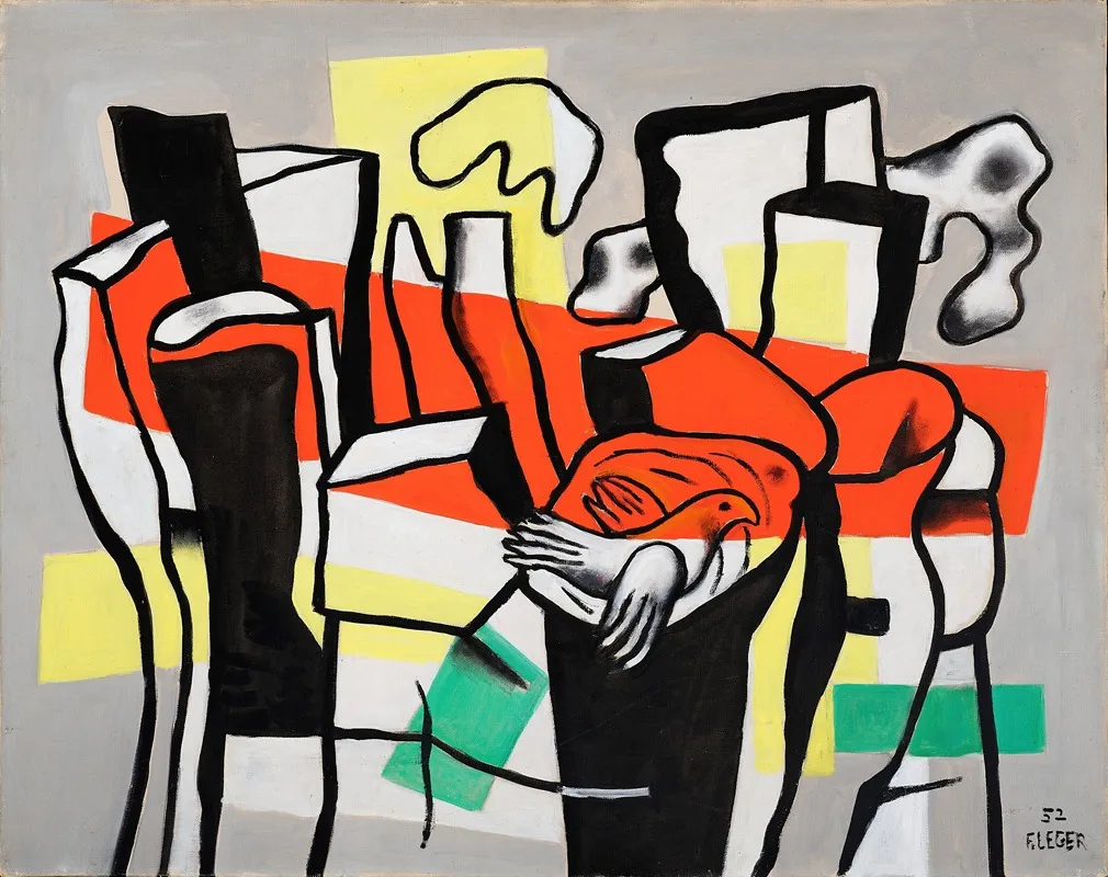 Un Oiseau Devant Les Troncs Darbres by Fernand Léger - Canvas Print