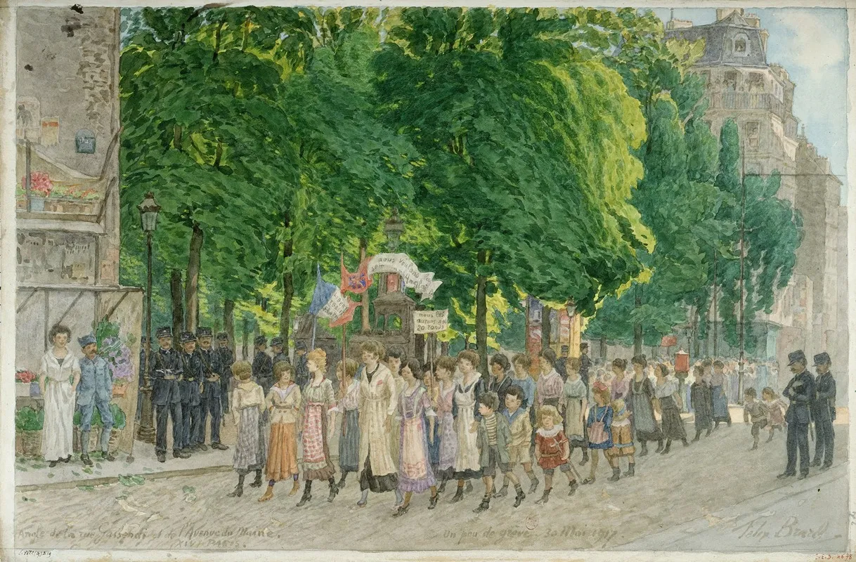 Un Peu De Greve 30 Mai 1917 by Félix Brard - Canvas Print