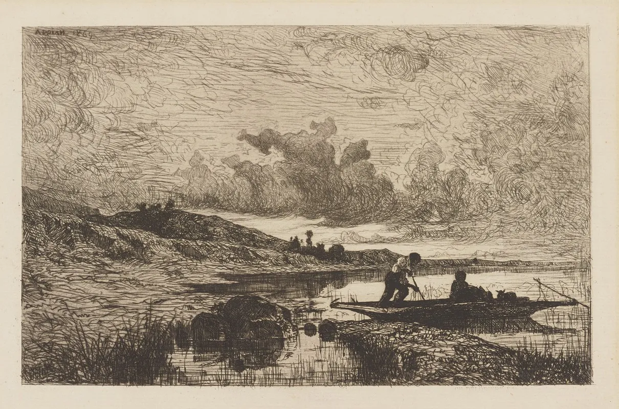 Un Soir Bords De Rhone A Rix by Adolphe Appian - Canvas Print