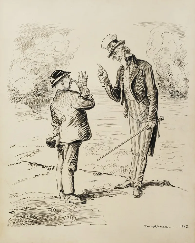 Uncle Sam Naughty Naughty If I Catch You Again Blowing Up Munitions Plants And Putting Bombs On Ships I Shall Fine You A Dollar