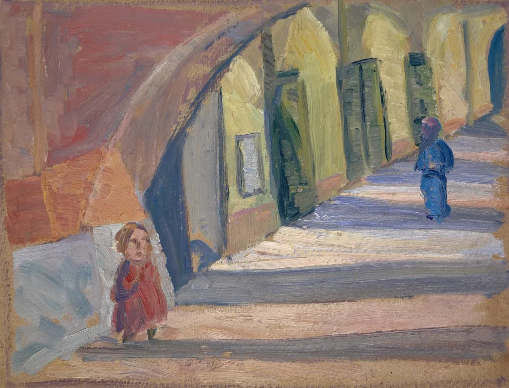 Under The Arcades by Ernst Schiess - Canvas Print