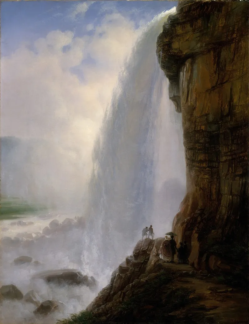 Underneath Niagara Falls by Ferdinand Richardt - Canvas Print