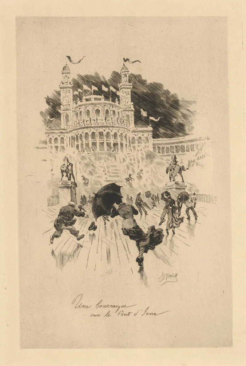 Une Bourrasque Sur Le Pont Dlena by John Ames Mitchell - Canvas Print