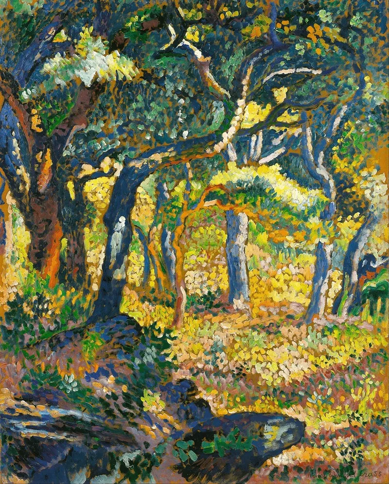 Une Clairiere En Provence Etude by Henri-Edmond Cross - Canvas Print