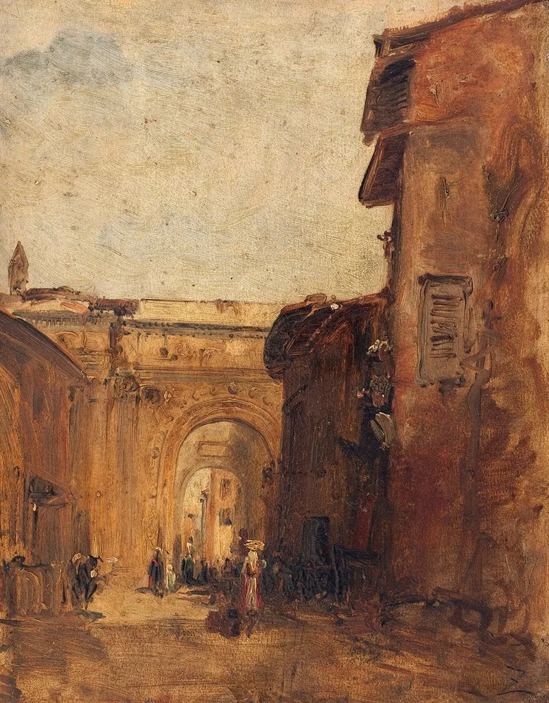 Une Rue A Florence by Félix Ziem - Canvas Print
