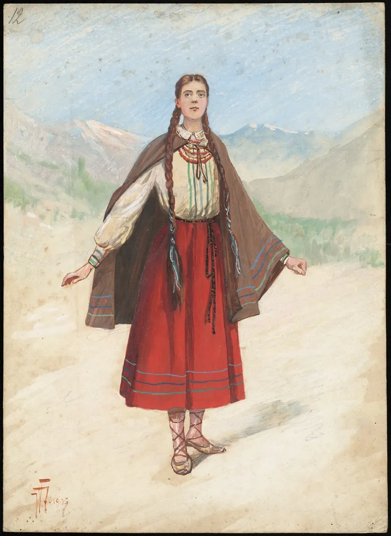 Unidentified Italian Opera Costume Design Plate 12 by W. Fasienski - Canvas Print
