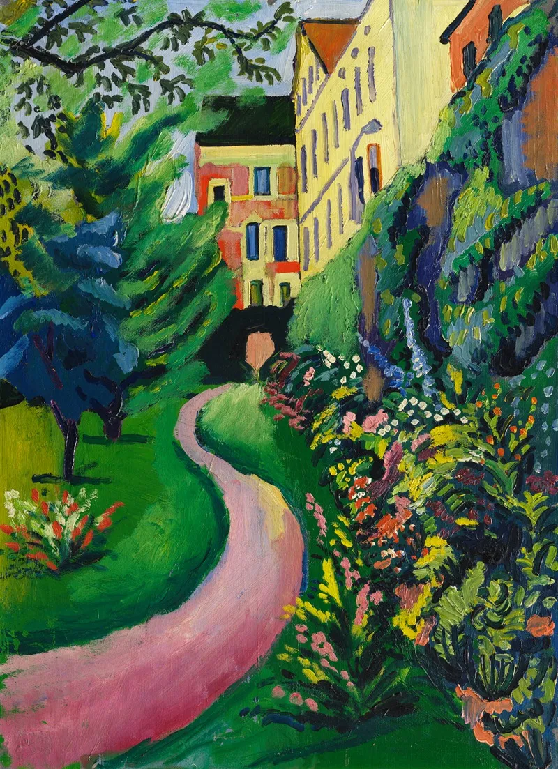 Unser Garten Mit Bluhenden Rabatten by August Macke - Canvas Print
