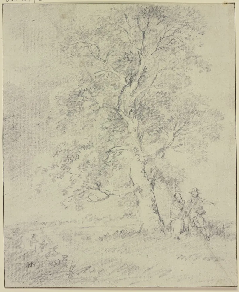 Unter Einem Baum Drei Figuren Mit Kleinkind