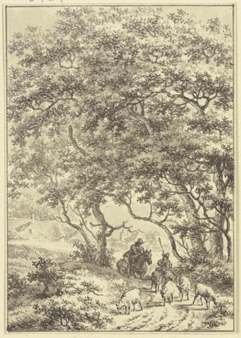 Unter Hohen Baumen Ein Reiter Und Ein Schafhirte